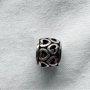 Sterling Silver 925 Cut Out Heart Swirl Charm Bead